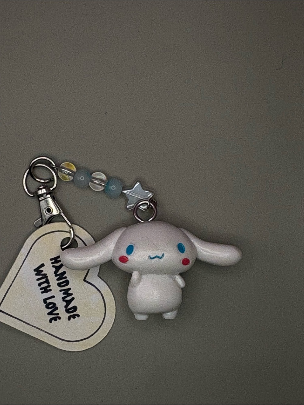 Cinnamon roll Keychain with Bead Charm